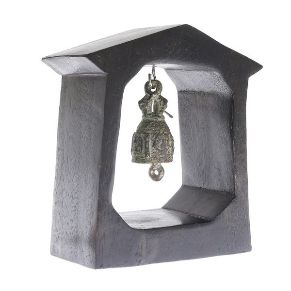 Alternate image for Mango Wood and Brass Bell Crafted in Thailand Ringing House
