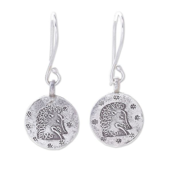 Alternate image for Karen Silver Leo Dangle Earrings from Thailand Karen Leo