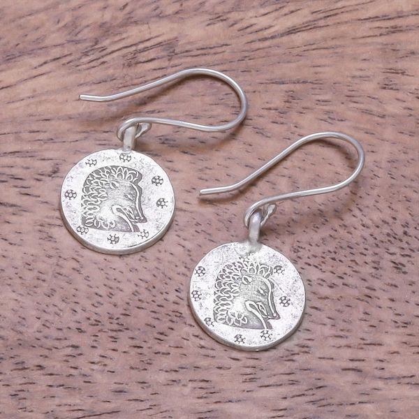 Alternate image for Karen Silver Leo Dangle Earrings from Thailand Karen Leo