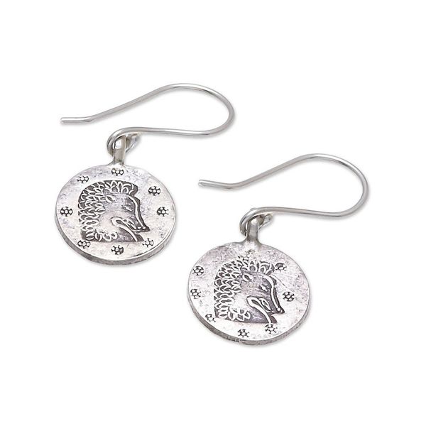 Alternate image for Karen Silver Leo Dangle Earrings from Thailand Karen Leo