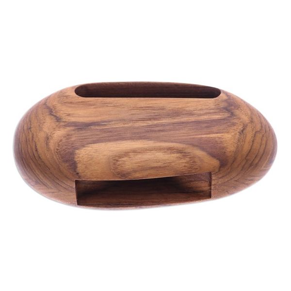 Alternate image for Egg-Shaped Teak Wood Phone Speaker from Thailand Rock Out
