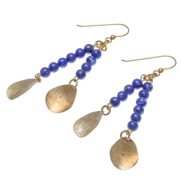 Alternate image for Lapis Lazuli Beaded Dangle Earrings from Thailand Brushed Petals