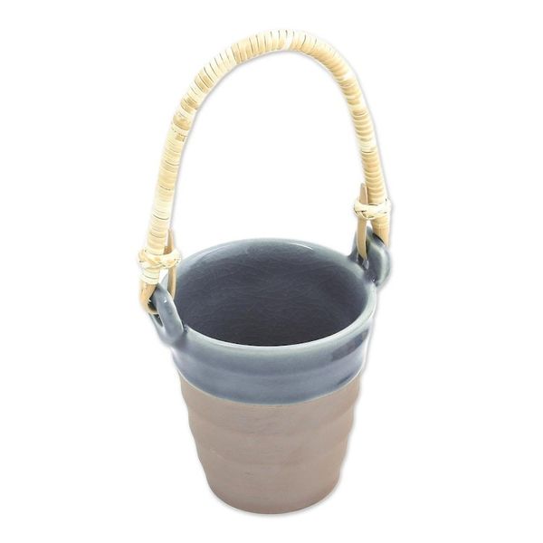 Alternate image for Celadon Ceramic and Natural Fiber Cup in Blue from Thailand Picnic Mood in Blue