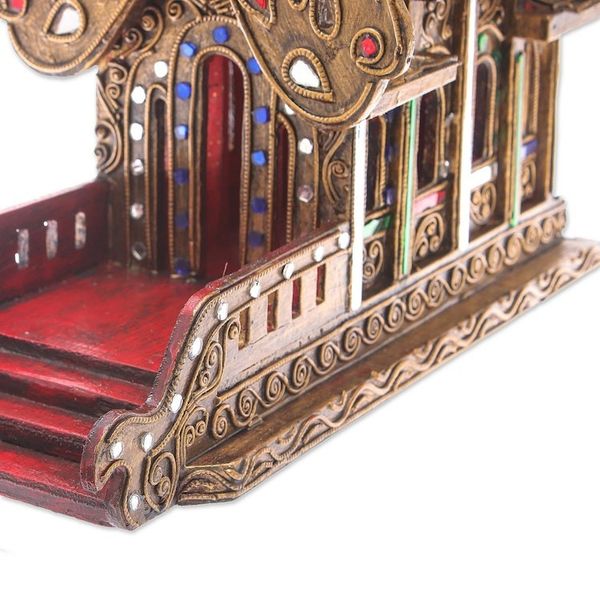 Alternate image for Wood and Glass Spirit House Crafted in Thailand 11.5 in. Lanna Temple