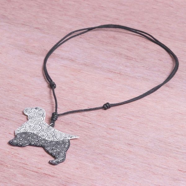 Alternate image for Ceramic Dog Pendant Necklace with Painted Spiral Motifs Spiral Dog