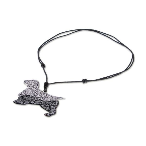 Alternate image for Ceramic Dog Pendant Necklace with Painted Spiral Motifs Spiral Dog