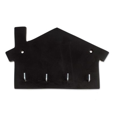 Alternate image for Minimalist House-Shaped Black Marble Key Rack Homey Secrets at Night