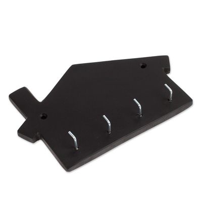 Alternate image for Minimalist House-Shaped Black Marble Key Rack Homey Secrets at Night