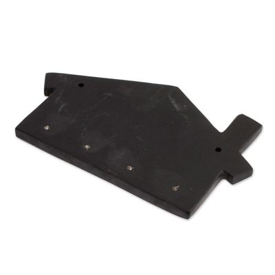Alternate image for Minimalist House-Shaped Black Marble Key Rack Homey Secrets at Night