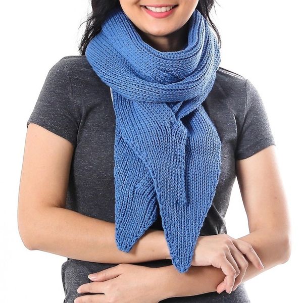 Alternate image for Knit Cotton Wrap Scarf in Iris from Thailand Ascot Charm in Iris