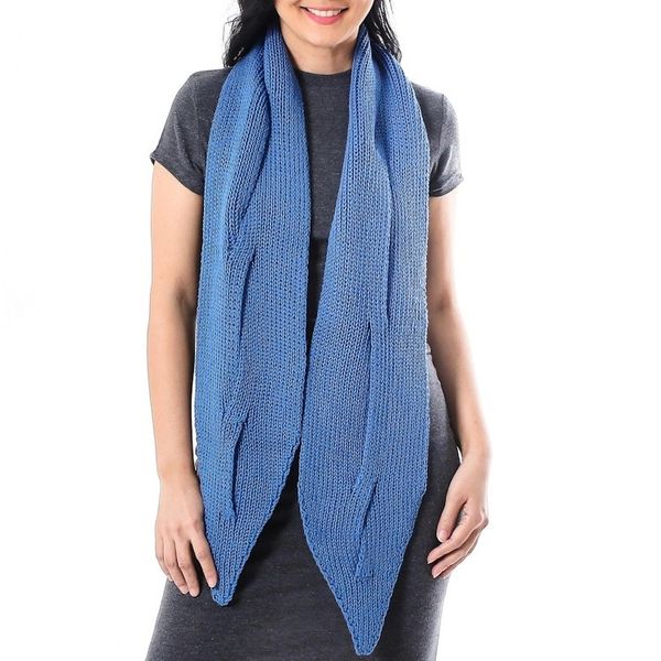 Alternate image for Knit Cotton Wrap Scarf in Iris from Thailand Ascot Charm in Iris