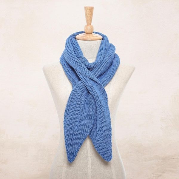 Alternate image for Knit Cotton Wrap Scarf in Iris from Thailand Ascot Charm in Iris