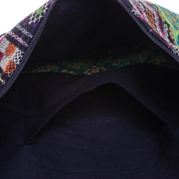 Alternate image for Black and Multi-Color Patterned Cotton Blend Shoulder Bag Vibrant Gardens
