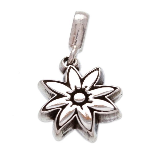 Alternate image for Flower-Themed Taxco Sterling Silver Pendant from Mexico Floral Finesse