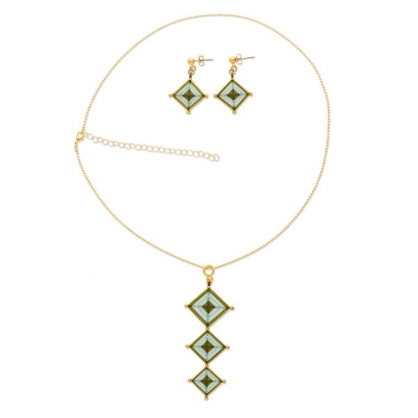 Alternate image for Gold-Plated Handloomed Mandala Necklace Earrings Jewelry Set Vibrant Diamonds