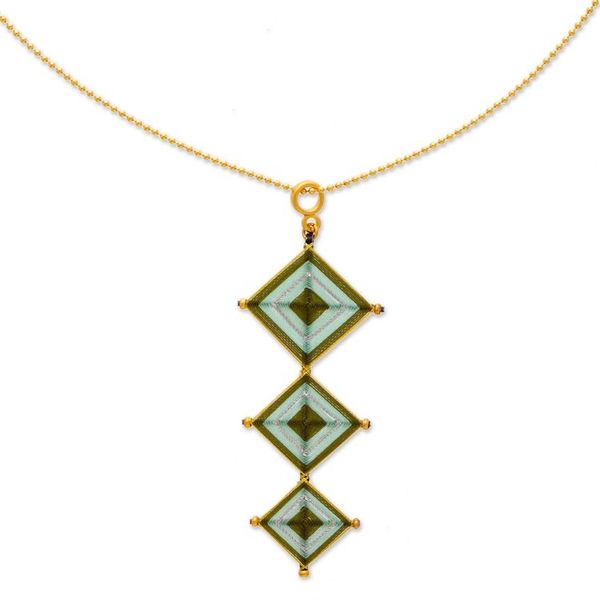 Alternate image for Gold-Plated Handloomed Mandala Necklace Earrings Jewelry Set Vibrant Diamonds