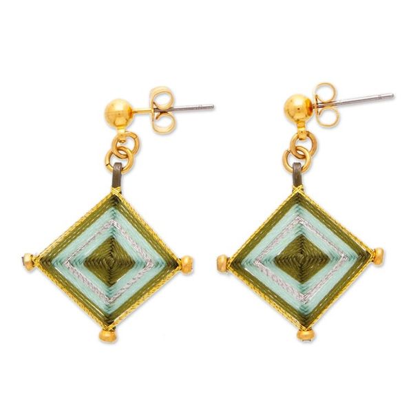 Alternate image for Gold-Plated Handloomed Mandala Necklace Earrings Jewelry Set Vibrant Diamonds