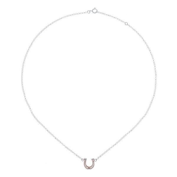 Alternate image for Rose Gold Accented Sterling Silver Horseshoe Necklace Lucky You