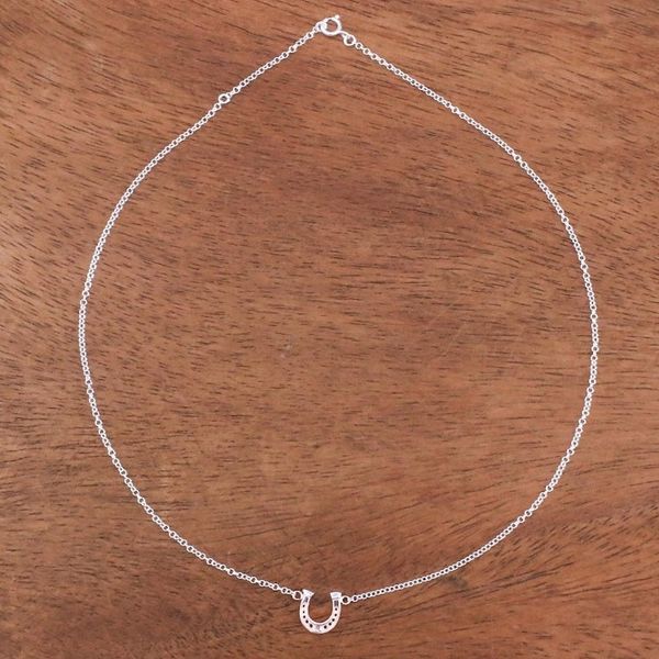 Alternate image for Rose Gold Accented Sterling Silver Horseshoe Necklace Lucky You