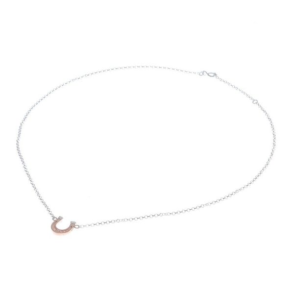 Alternate image for Rose Gold Accented Sterling Silver Horseshoe Necklace Lucky You