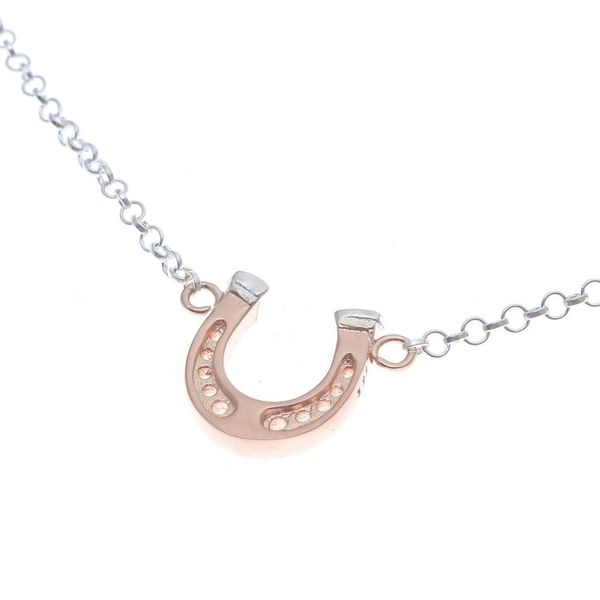 Alternate image for Rose Gold Accented Sterling Silver Horseshoe Necklace Lucky You