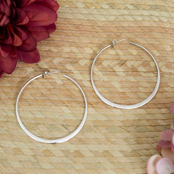 Alternate image for High-Polished Minimalist Sterling Silver Half-Hoop Earrings Today Nimbus