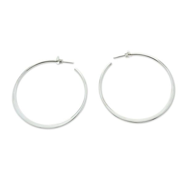 Alternate image for High-Polished Minimalist Sterling Silver Half-Hoop Earrings Today Nimbus