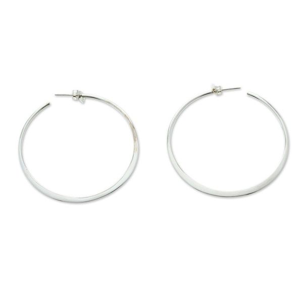Alternate image for High-Polished Minimalist Sterling Silver Half-Hoop Earrings Today Nimbus