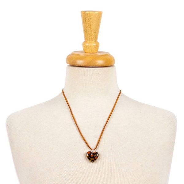 Alternate image for Heart-Shaped Animal Print-Themed Art Glass Pendant Necklace My Intriguing Love