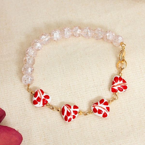 Alternate image for Heart-Themed Talavera Red Ceramic and Crystal Link Bracelet My Red Romance