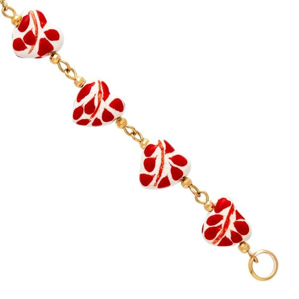 Alternate image for Heart-Themed Talavera Red Ceramic and Crystal Link Bracelet My Red Romance