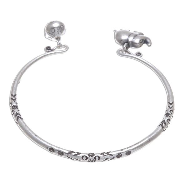 Alternate image for Thai Karen Hill Tribe Silver Cuff Elephant Bracelet Song of the Mountains
