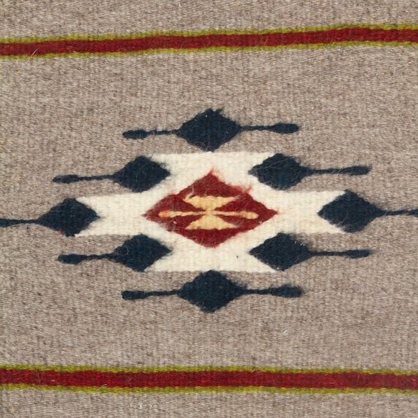 Alternate image for Zapotec Diamond-Patterned Grey and Red Wool Area Rug 1x1 Diamond of Magnificence