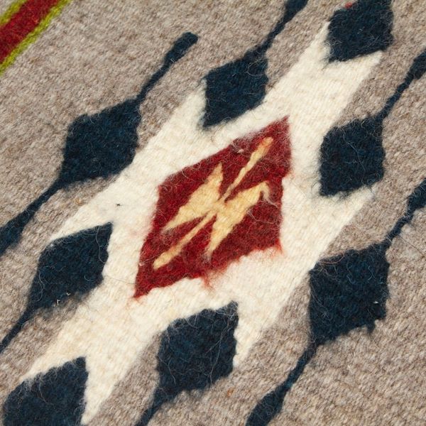 Alternate image for Zapotec Diamond-Patterned Grey and Red Wool Area Rug 1x1 Diamond of Magnificence