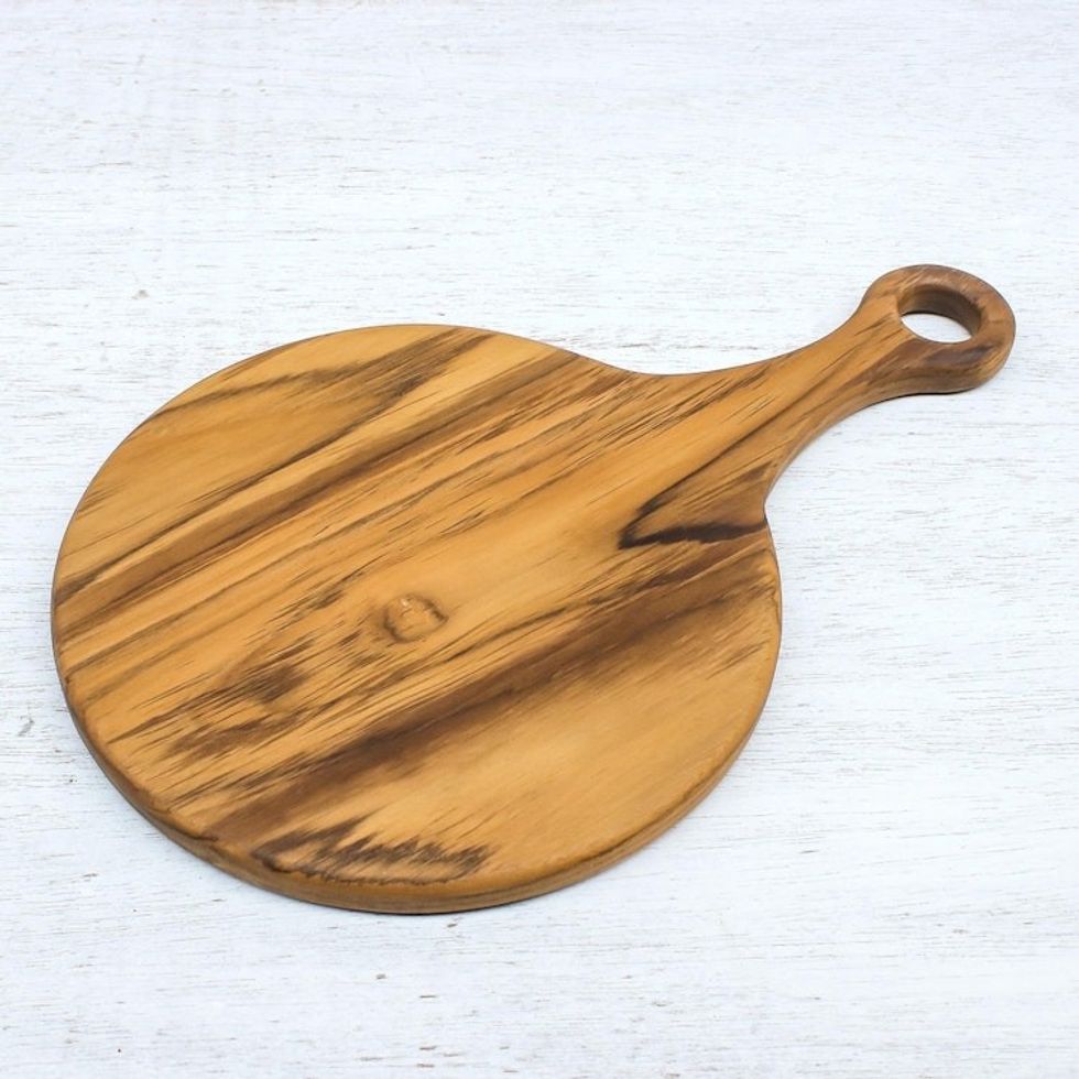 Circular Teak Wood Cutting Board Crafted in Thailand 'Cook with Passion'