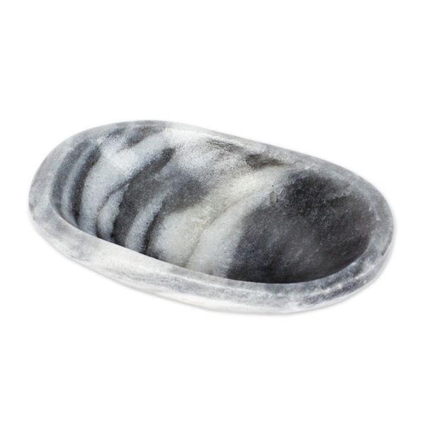 Alternate image for Grey and White Natural Marble Catchall Hand-Carved in Mexico Grey Finesse