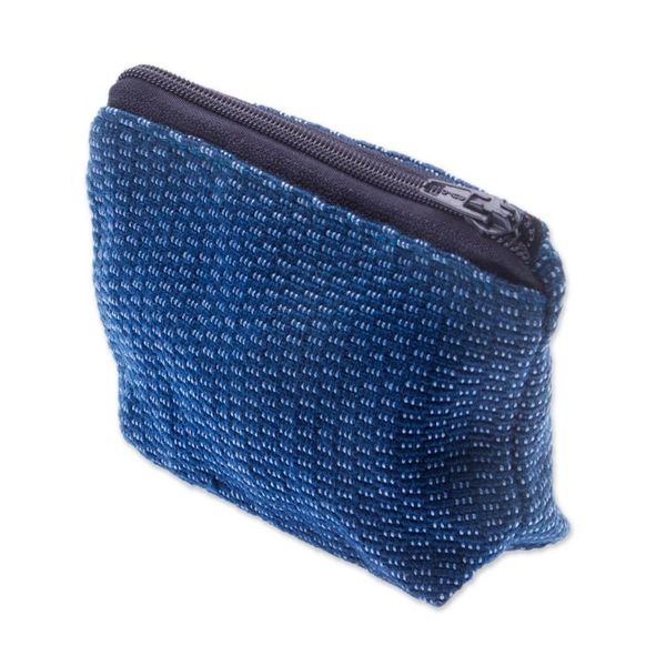 Alternate image for Blue and Ginger Floral Embroidered 100 Cotton Coin Purse Bloom of Autumn