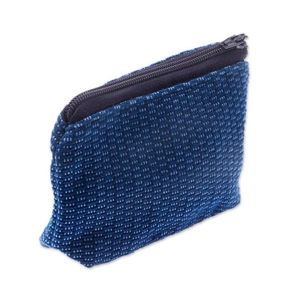 Alternate image for Blue and Ginger Floral Embroidered 100 Cotton Coin Purse Bloom of Autumn