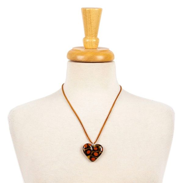 Alternate image for Art Glass Pendant Necklace with Animal Print and Heart Motif My Flamboyant Love