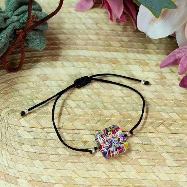 Alternate image for Otomi Tenango Embroidery-Themed Decoupage on Glass Bracelet Otomi Embroidery