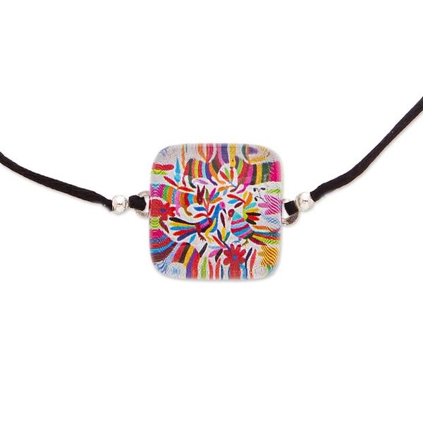 Alternate image for Otomi Tenango Embroidery-Themed Decoupage on Glass Bracelet Otomi Embroidery