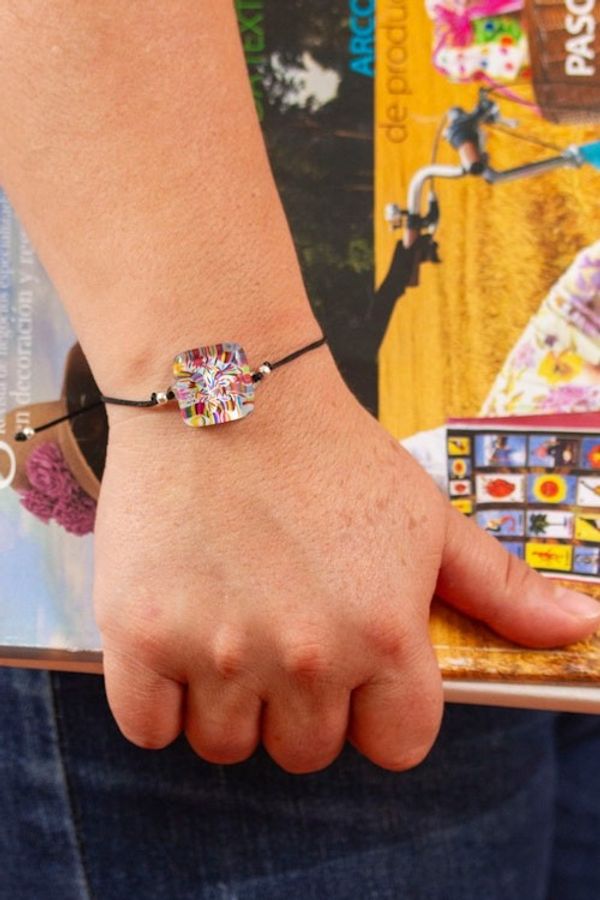 Alternate image for Otomi Tenango Embroidery-Themed Decoupage on Glass Bracelet Otomi Embroidery