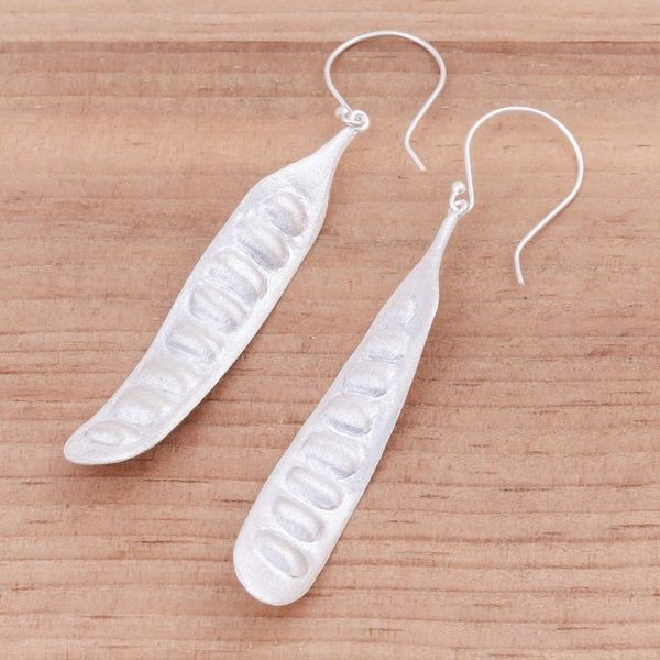 Alternate image for Sterling Silver Bean Dangle Earrings from Thailand Bitter Beans