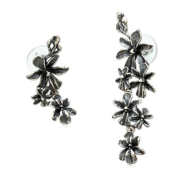 Alternate image for Floral Oxidized Sterling Silver Statement Dangle Earrings Generous Venus