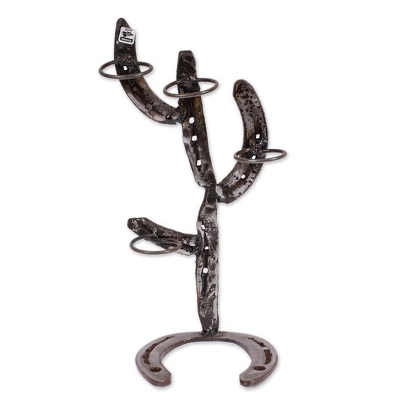 Alternate image for Cactus-Themed Recycled Iron Tequila Glass Stand 4-Piece Set Cactus Fiesta