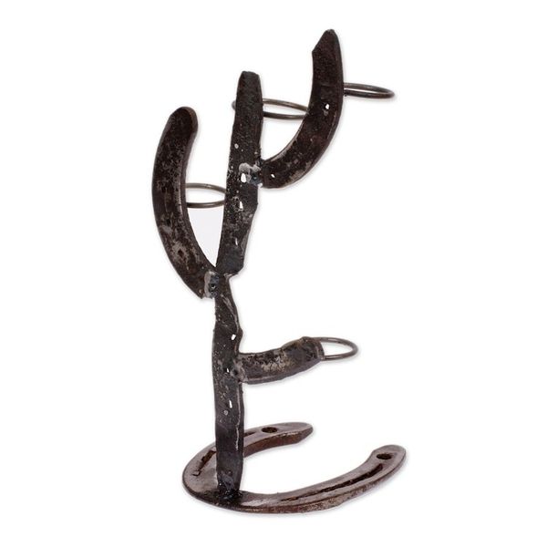 Alternate image for Cactus-Themed Recycled Iron Tequila Glass Stand 4-Piece Set Cactus Fiesta