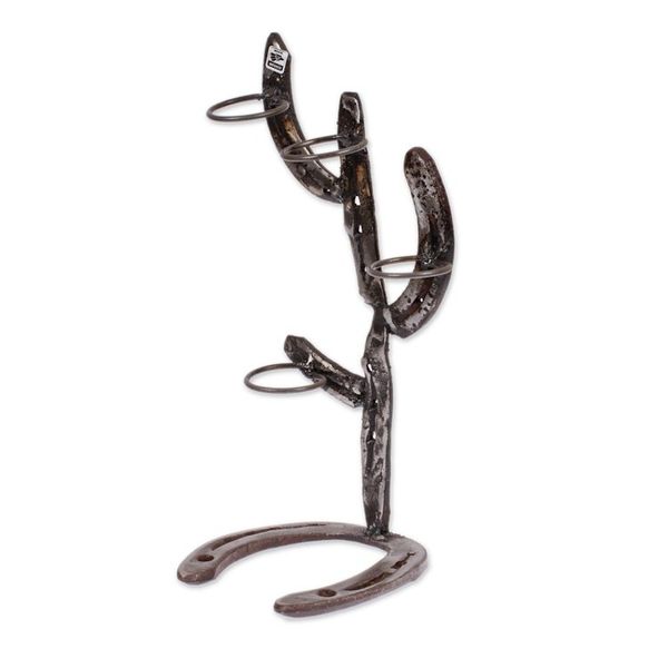 Alternate image for Cactus-Themed Recycled Iron Tequila Glass Stand 4-Piece Set Cactus Fiesta