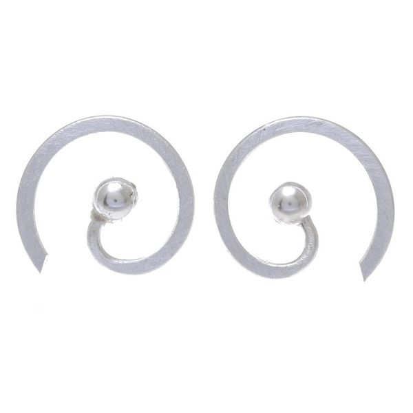 Alternate image for Spiral-Shaped Sterling Silver Button Earrings from Thailand Creative Energy
