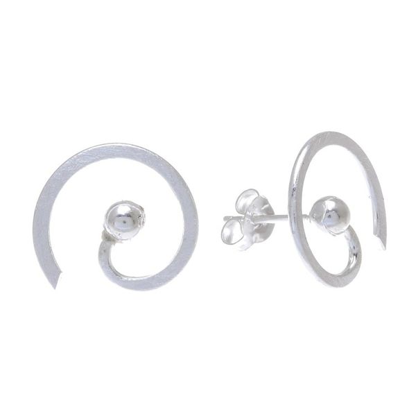 Alternate image for Spiral-Shaped Sterling Silver Button Earrings from Thailand Creative Energy
