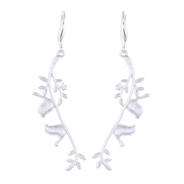 Alternate image for Twin Bird Sterling Silver Dangle Earrings from Thailand Twin Birds